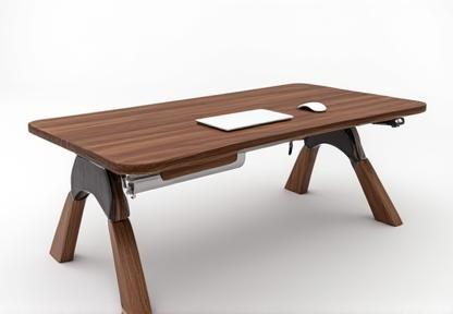 Custom-made ergonomic office desk in walnut